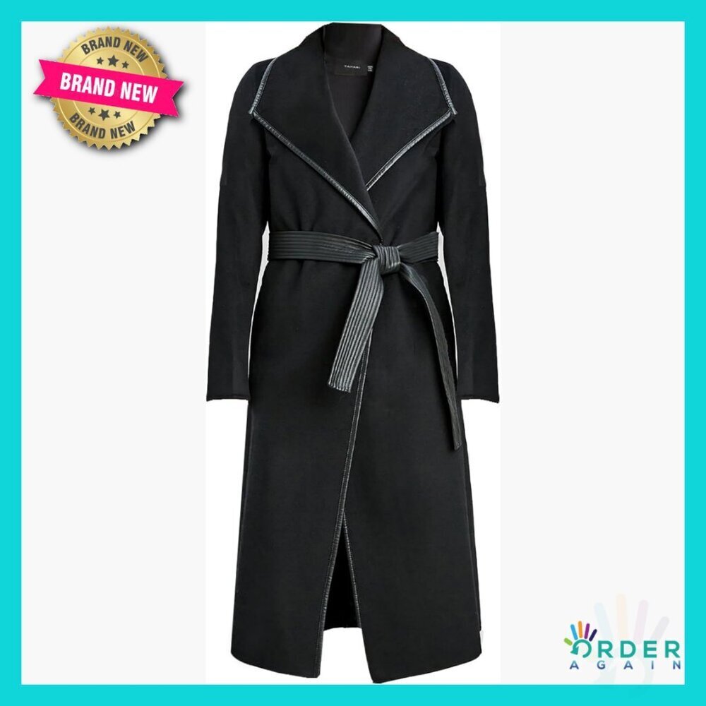 Long Wool Blend Wrap Coat Elegant Classic Oversized Bell Sleeve Trench